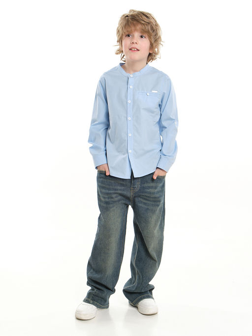 Рубашка голубая для школы на праздник UD 7950 голубой - Mini maxi фото 3