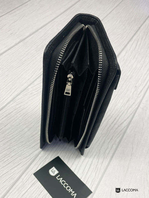 LACCOMA клатч 1-162-96-черный натуральная кожа полиэстер