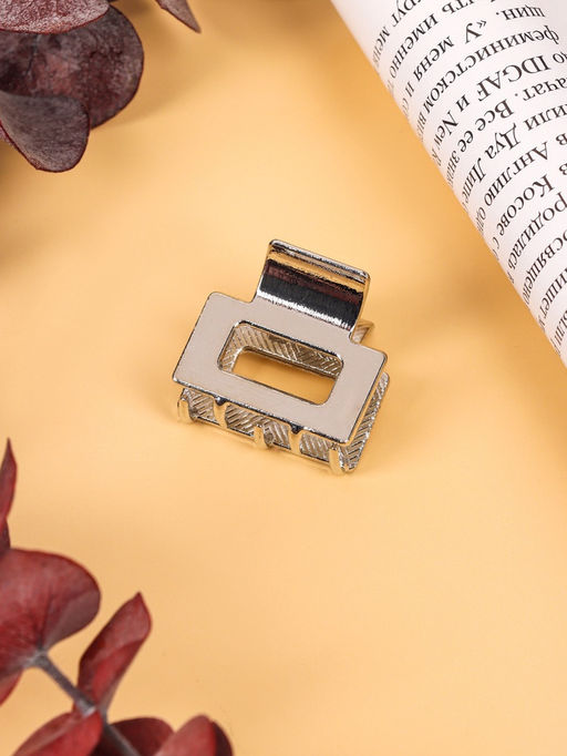 Цена за 6 шт. Крабик для волос «Брианна», прямой, 2.5 см, серебро