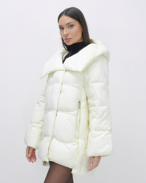 Куртка зимняя женская с большим капюшоном модная бежевого цвета 7739B - Visdeer фото 15