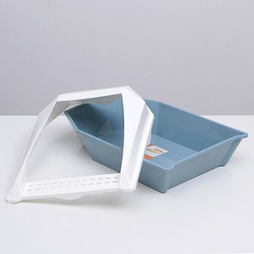 Туалет для кошек фигурный с бортом с совком, 54 х 38 х 20 см, бело-розовый - Пижон фото 5