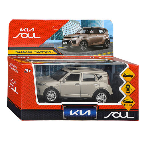 Машина металл KIA Soul 12 см, (двери, багаж.,серый) инерц., в коробке