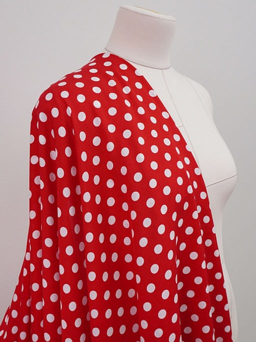 Штапель Белый горох (11мм) цв.красный, ш.1.45м, вискоза-100%, 95гр/м.кв - Купава фото 10