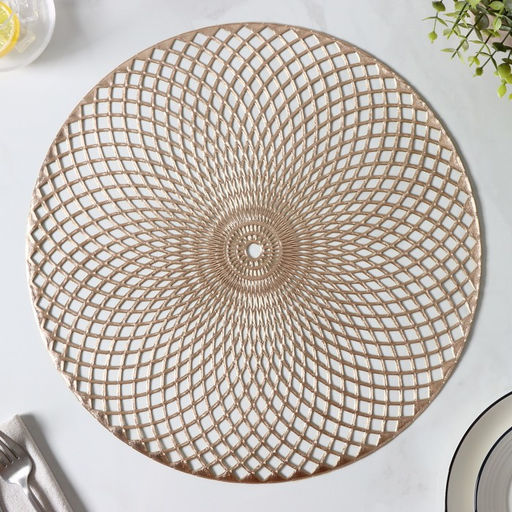 Набор салфеток сервировочных на стол Доляна Вира, 4 шт, d=38 см, цвет золотой  фото 15