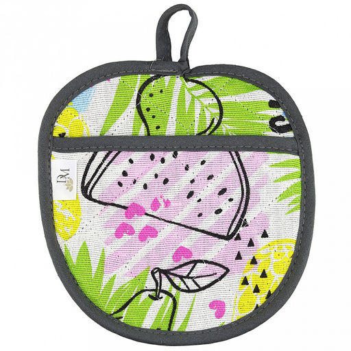 Прихватка с запахом 19х19см "ФрешФут б/з", форма "Яблоко", рогожка 171г/м2, хлопок 100%, наполнитель - ватин 280г/м2, на пластмассовом подвесе, "Домашняя мода" (Россия)