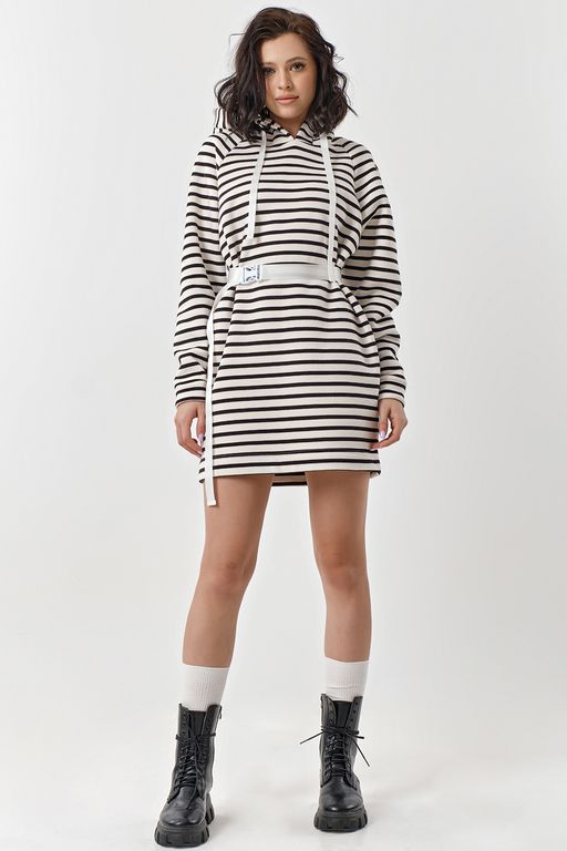 Платье из футера с начесом в полоску