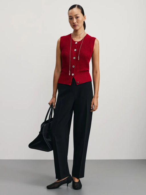 Вязаный жилет из хлопка / Zarina фото 2