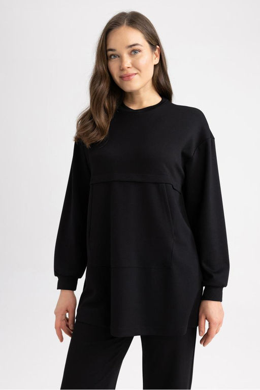 Толстовка-туника с капюшоном Relax Fit - Defacto фото 5