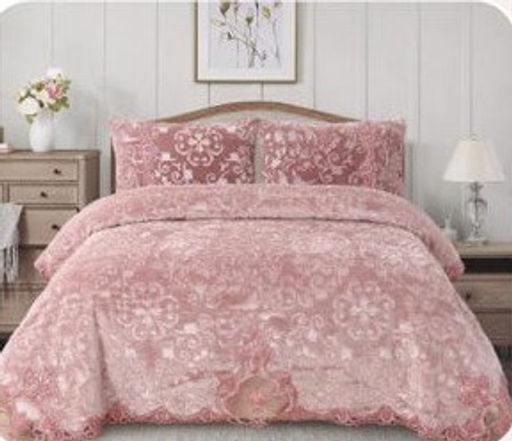 Комплект: велюровое покрывало + 2 наволочки 50х70 BELLA HOME Y-04 СЕРЫЙ