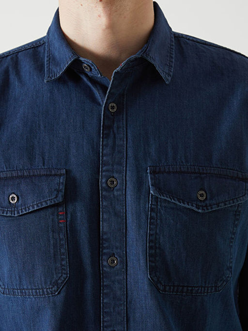 Regular Fit Uzun Kollu Erkek Jean G?mlek