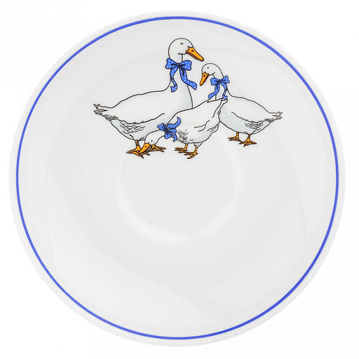 Чашка чайная фарфоровая Гуси 210мл, д8,5см, h6см, форма Янтарь, с блюдцем д14см, отводка краской (Россия) - Домашняя мода фото 5