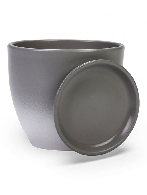 Горшок цветочный с поддоном 1,4 л, d15/h13 см серый керамика, "Туман" (М)