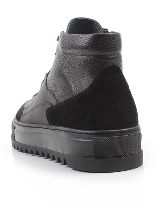 05-B203B-1M-A BLACK Ботинки зимние мужские (натуральная кожа, натуральный мех)