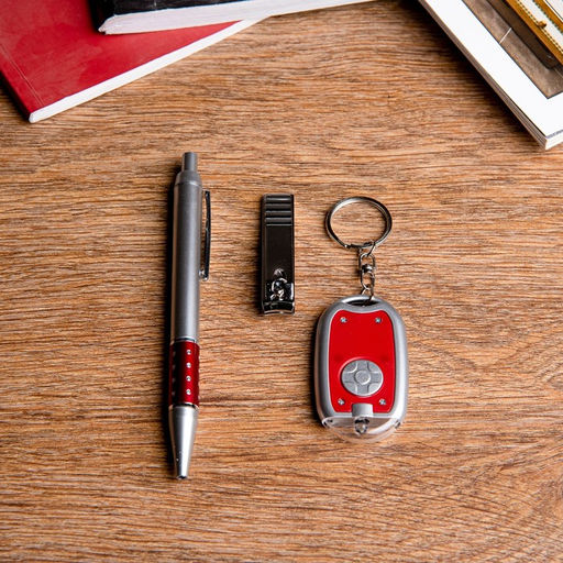 Набор подарочный 3в1 (ручка, кусачки, фонарик красный) - Simaland фото 2