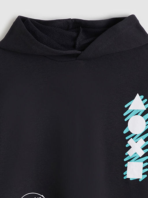 Kap??onlu PlayStation Bask?l? Erkek ?ocuk Sweatshirt