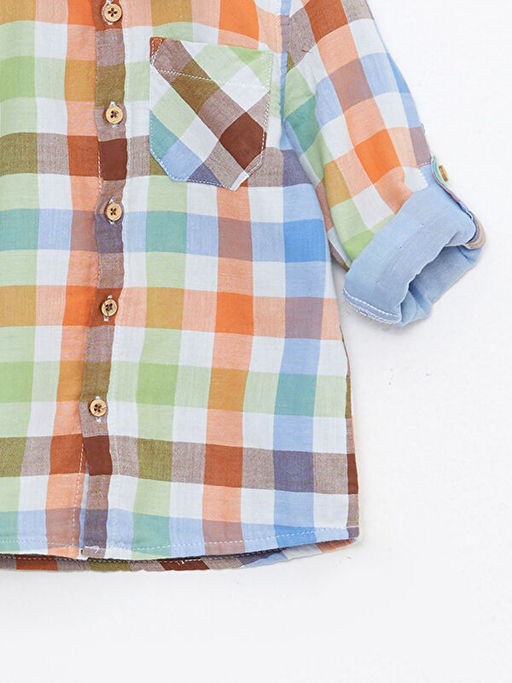 Uzun Kollu Ekose Desenli Pamuklu Erkek Bebek G?mlek - Waikiki фото 3