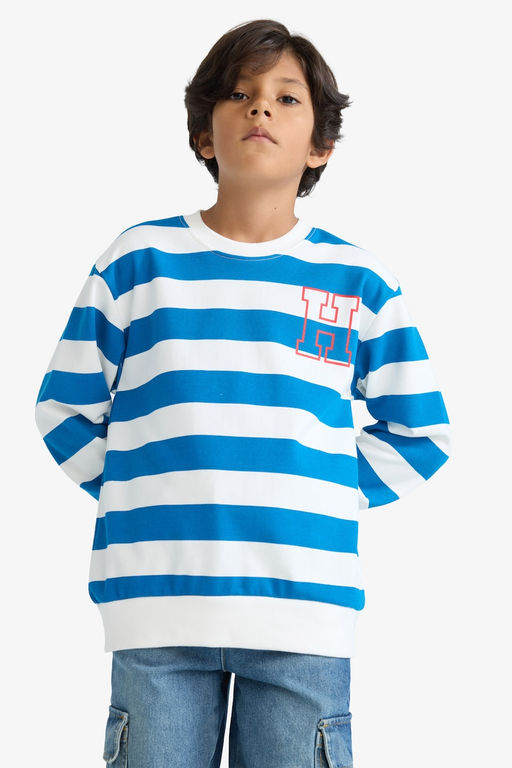 Bisiklet Yaka _izgili Sweatshirt Erkek _ocuk - Defacto фото 3