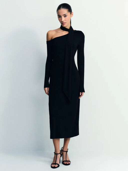 Платье миди из визкозы с шарфом / Zarina  фото 2