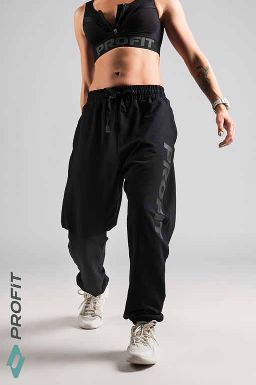 Штаны Майами черные, с черным принтом