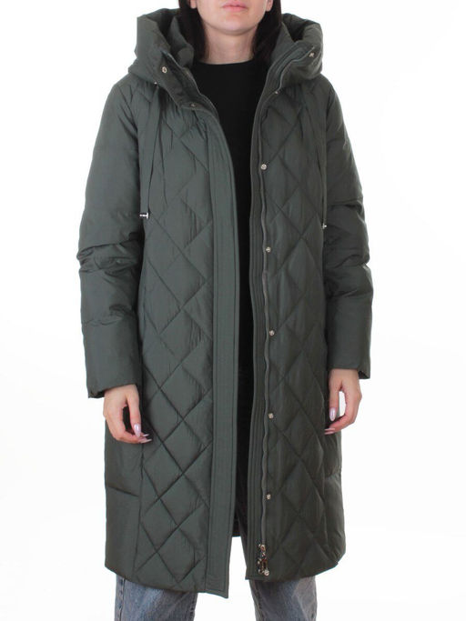 8353 DK. GREEN Пальто зимнее женское (200 гр. холлофайбер)