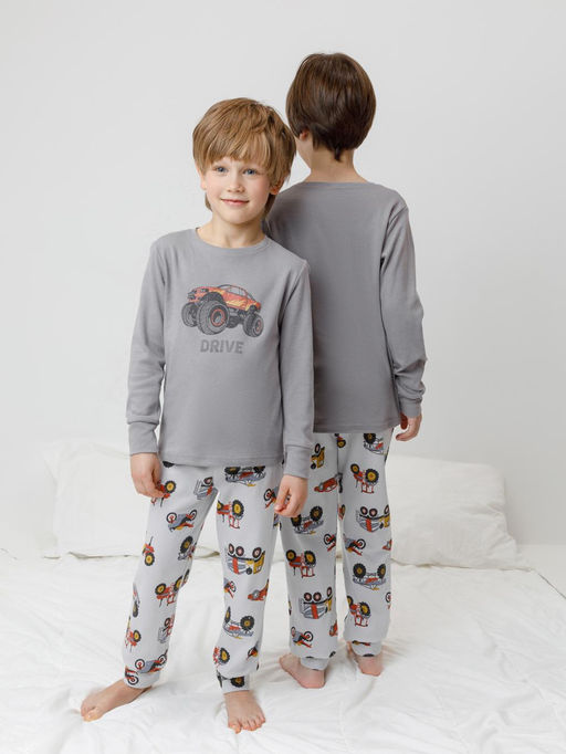 К 1541/холодный серый,машины пижама дет