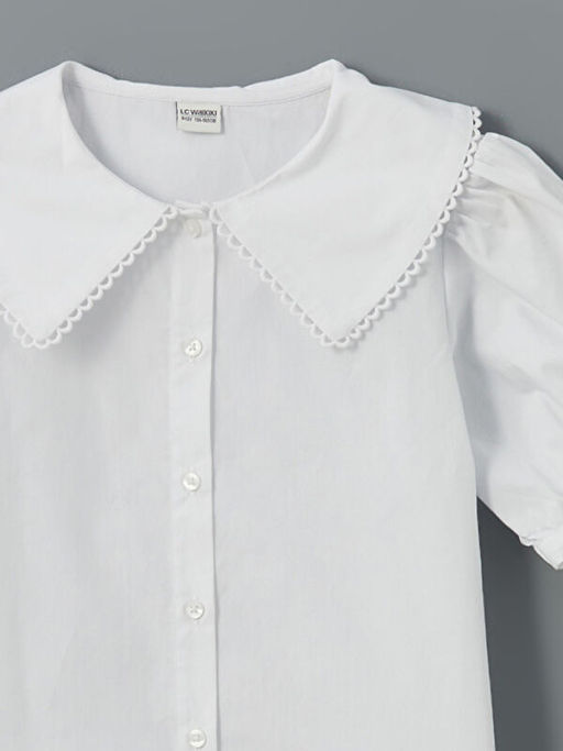 Regular Fit Poplin Pencere ??lemeli K?z ?ocuk G?mlek