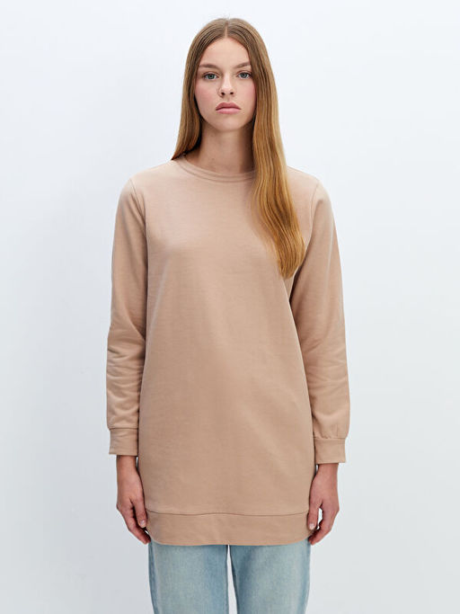 Bisiklet Yaka Kad?n Kal?n Sweatshirt Tunik