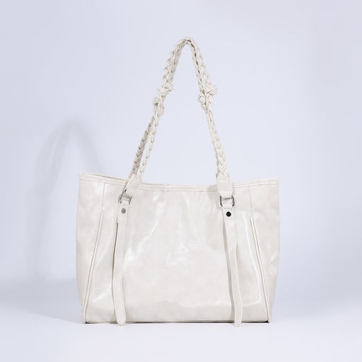 Сумка-шопер женская на молнии, размер 44×10×29 см, однотонная, белая