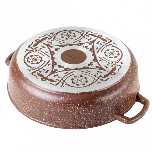 Жаровня с антипригарным покрытием 3,5л, д28см "Шоколад", h7см, s0,4см, литые ручки, стеклянная крышка с пароотводом, подарочная упаковка (Россия)