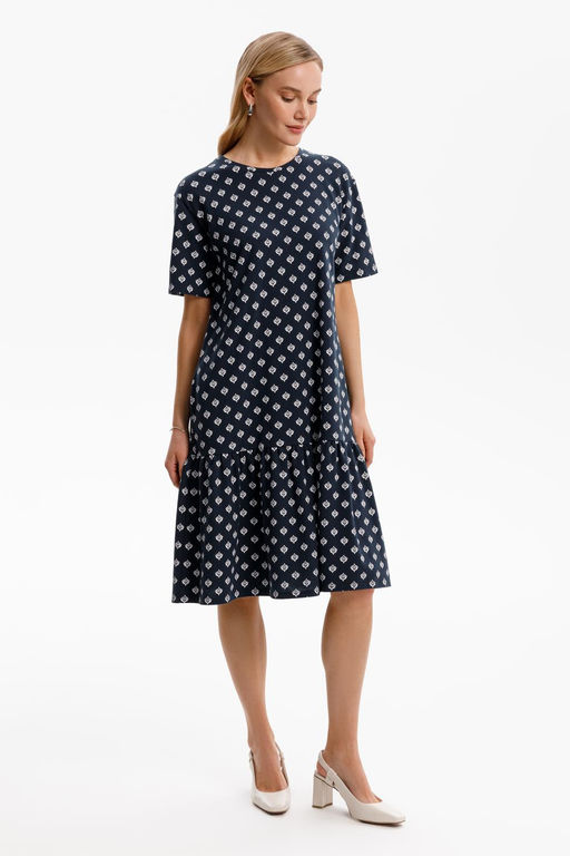 ЕВТ 5066/чернильный,мини цветы платье жен