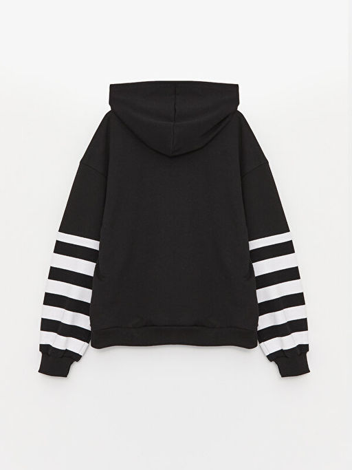 Bask?l? Uzun Kollu K?z ?ocuk Hoodie - Waikiki фото 2