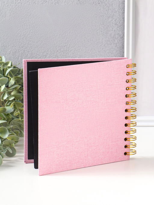 Фотоальбом на спирали 20 листов «Фотоаппарат. Розовый», текстиль, чёрный картон, 17.5×17.5 см