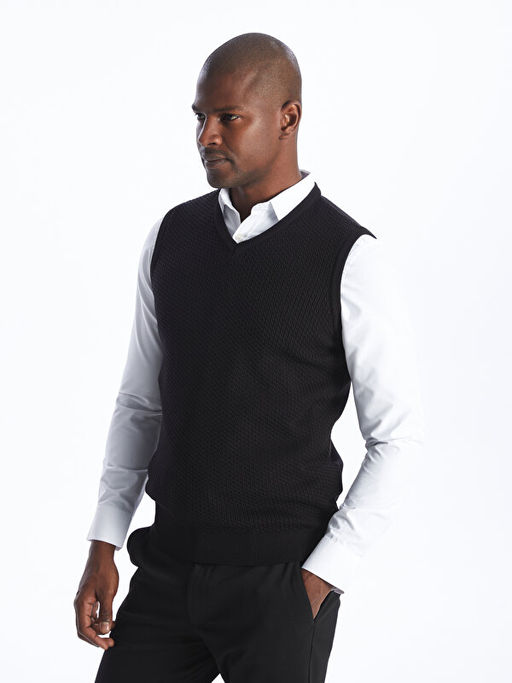 Standart Kal?p V Yaka Erkek Triko S?veter