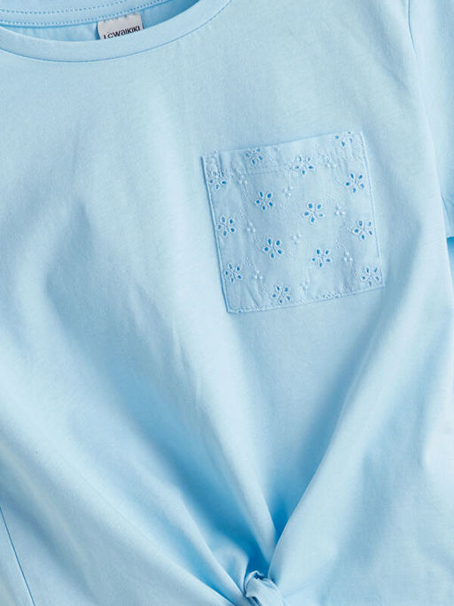 Bisiklet Yaka K?z ?ocuk Crop Ti??rt