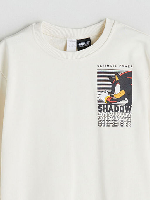 Bisiklet Yaka Sonic Bask?l? Erkek ?ocuk Sweatshirt