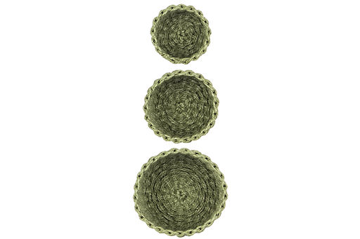 Набор 3 плетеных корзин, 1 корзинка 18*18*15 см, 1 корзинка 15*15*13см, 1 корзинка 12*12*10см, зелен