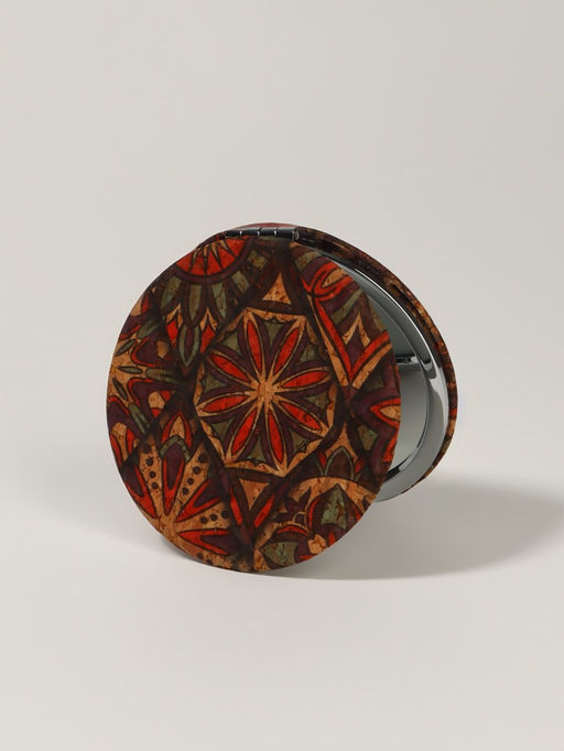 Зеркало складное «Орнамент», d=7.2 см, с увеличением х2, оранжевое