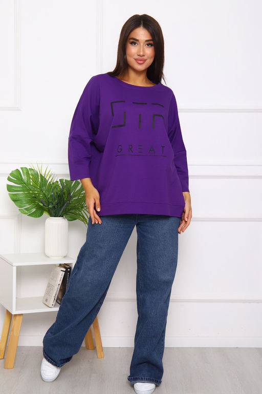 Свитшот 375702 оверсайз трикотажный