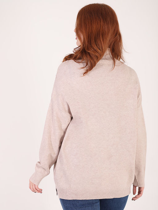 Свитер бежевый больших размеров женский - Almond фото 3