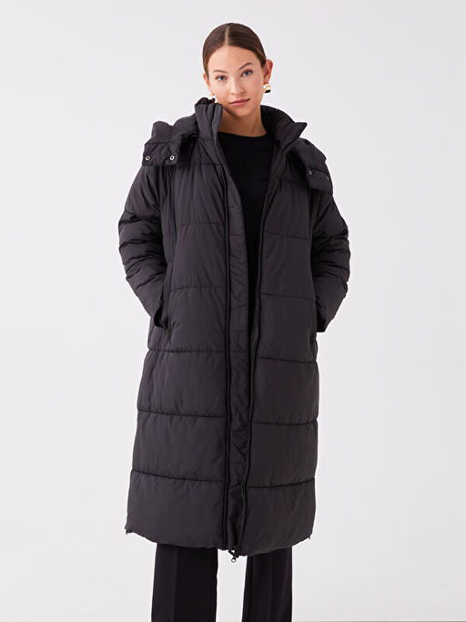 Kap??onlu D?z Oversize Kad?n ?i?me Mont - Waikiki фото 3