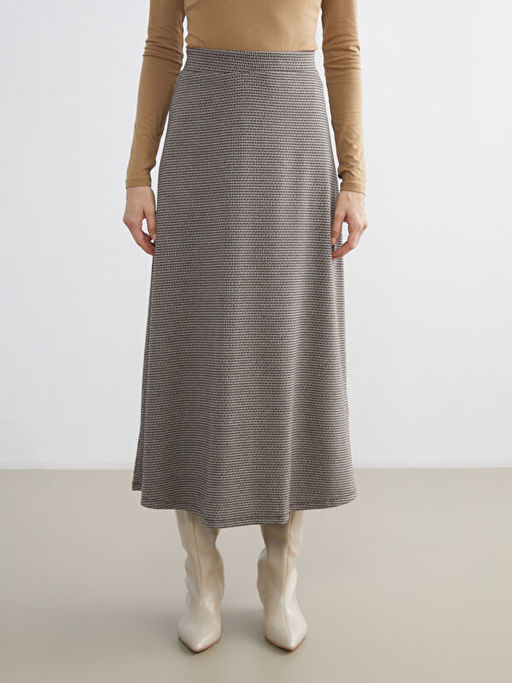 Beli Fermuarl? Kazaya?? Desenli A Kesim Etek