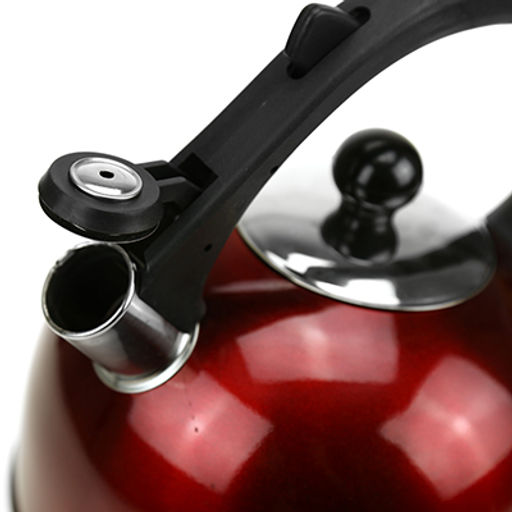 НЕСОРТ "Кнопка" Чайник из нержавеющей стали 2,6л, д19см h15см, со свистком, ручка бакелитовая с клапаном для открывания затвора носика, эмалевое порошковое покрытие корпуса, цветная коробка (Китай) дефект эмалевого покрытия. Товар возврату и обмену н