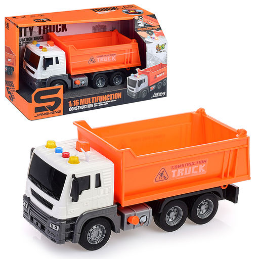 Машина "Самосвал" 1:16 (свет, звук) в коробке (цвет оранжевый)