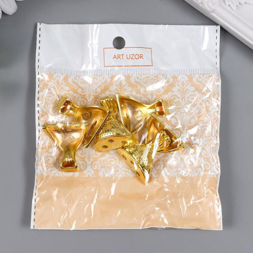 Цена за 8 шт. Уголок (ножка) для шкатулки металл "Царская лапа" золото 2,9х2,6 см