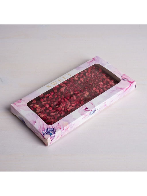 Цена за 5 шт. Коробка для шоколада, кондитерская упаковка с окном, Sweet, 17.3×8.8×1.5 см