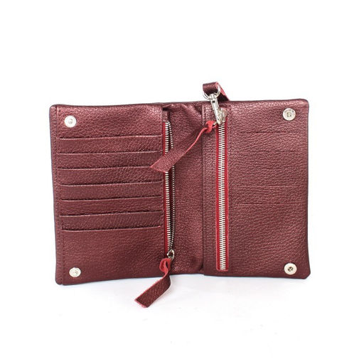 Портмоне женское Croco-ПР-801 натуральная кожа 2 отд, 12 карм, рем-петля, бордо металлик (232) 261101  фото 3