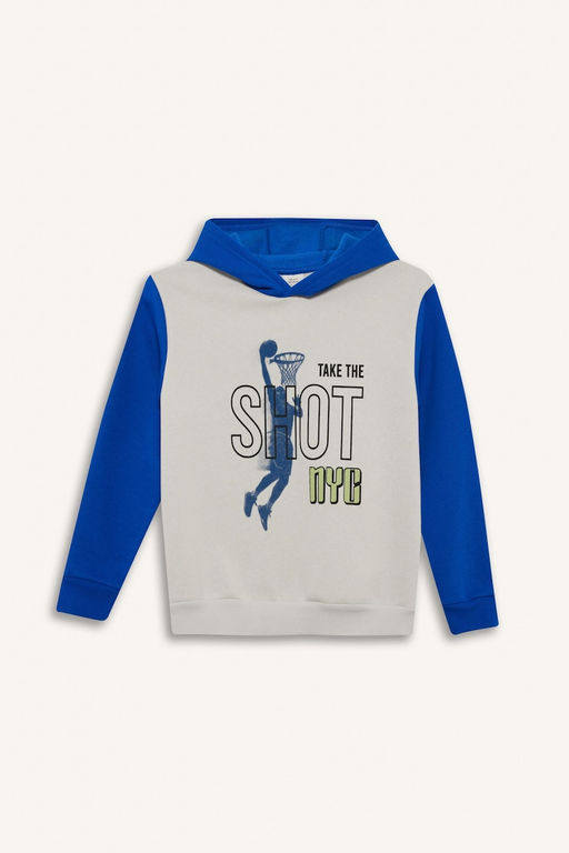Kap__onlu Bask_l_ __i Yumu_ak T_yl_ Sweatshirt Erkek _ocuk - Defacto фото 6