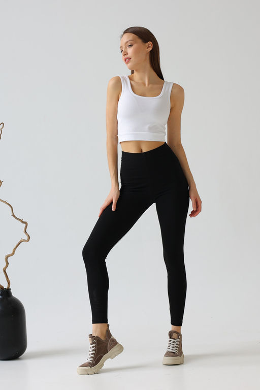 Лосины Легинсы из хлопка с лайкрой с высокой посадкой