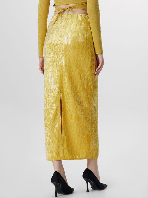 Юбка Mark Formelle x Ольга Бузова желтая с пайетками  фото 2