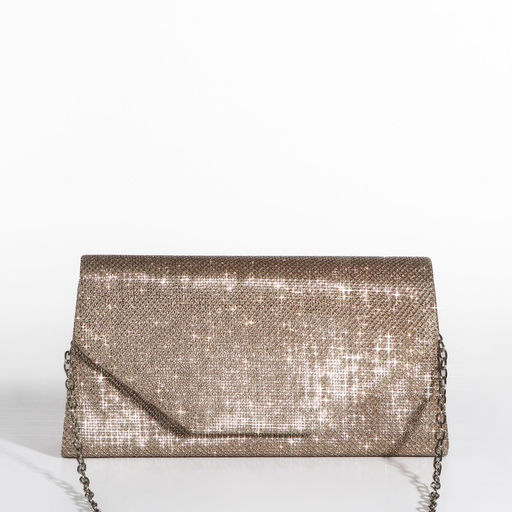 Сумка-клатч женская вечерняя на магните, на длинной цепочке, мерцающая, золотистая